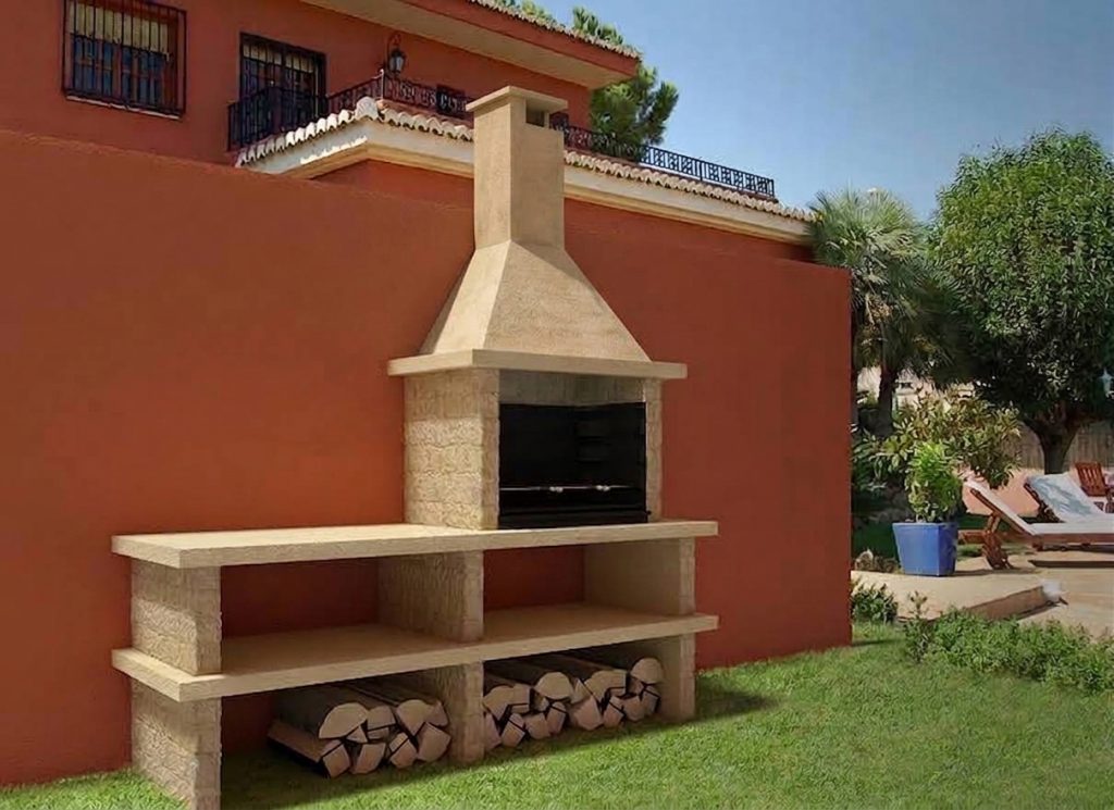barbacoa pirineos 02 con campana de obra Beige barbacoa pirineos 02 con campana de obra Beige