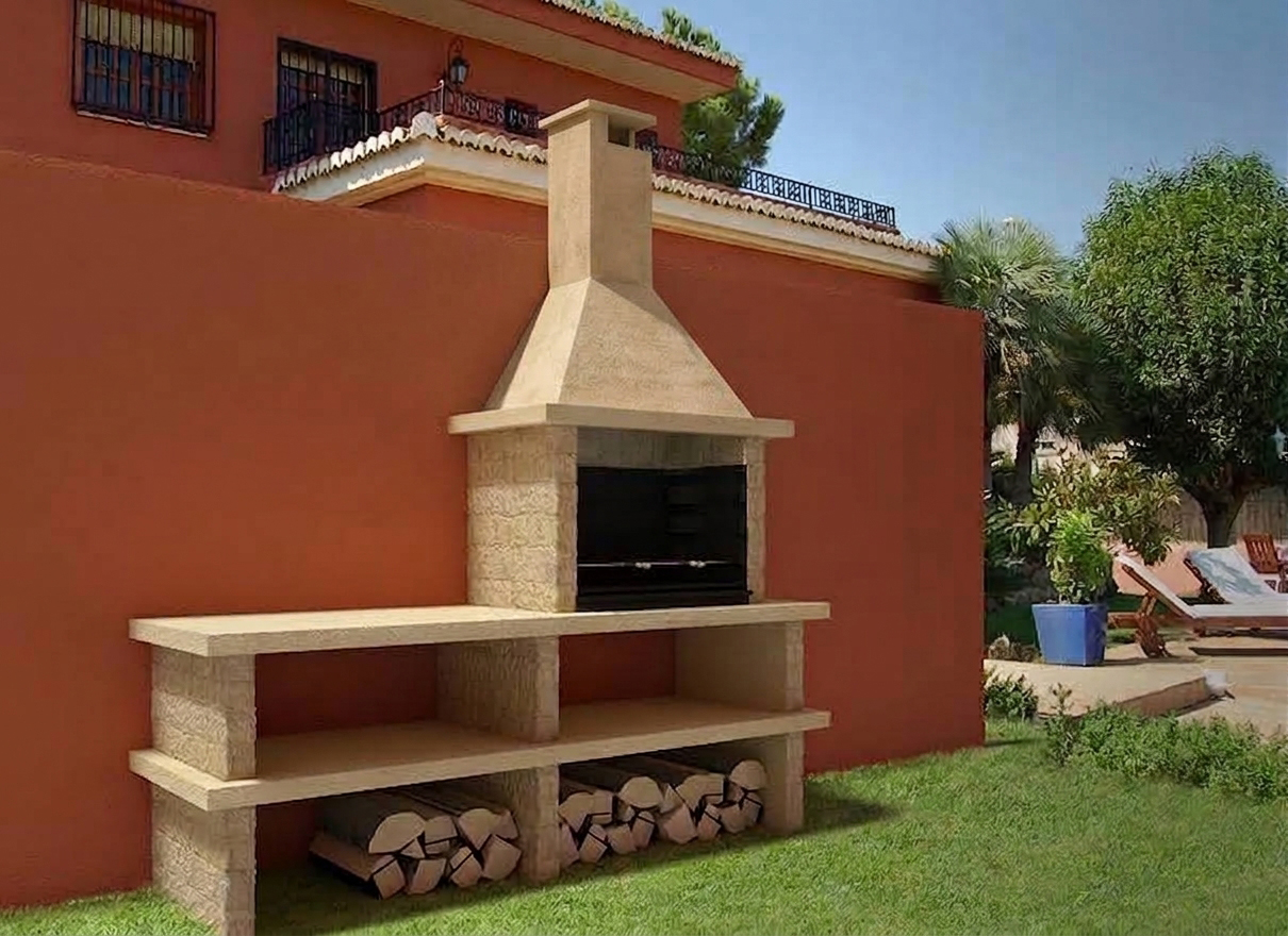 barbacoa pirineos 02 con campana de obra Beige